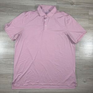 Southern Tide Brrr Performance Pink Striped Polo Shirt‎ Stretch Mens Size 2XL